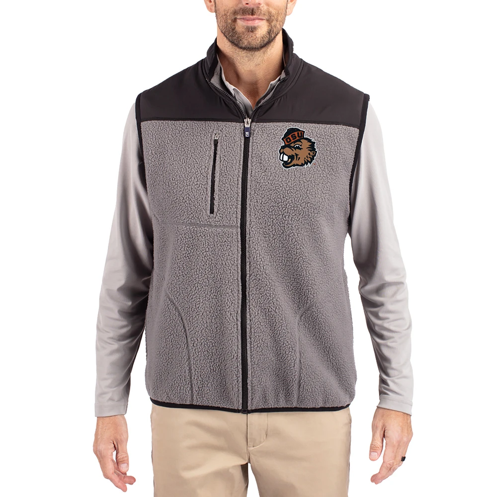 Men's Cutter & Buck Gray Oregon State Beavers Cascade Eco Fleece Full-Zip Vest