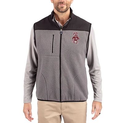 Men's Cutter & Buck Gray Washington State Cougars Cascade Eco Fleece Full-Zip Vest