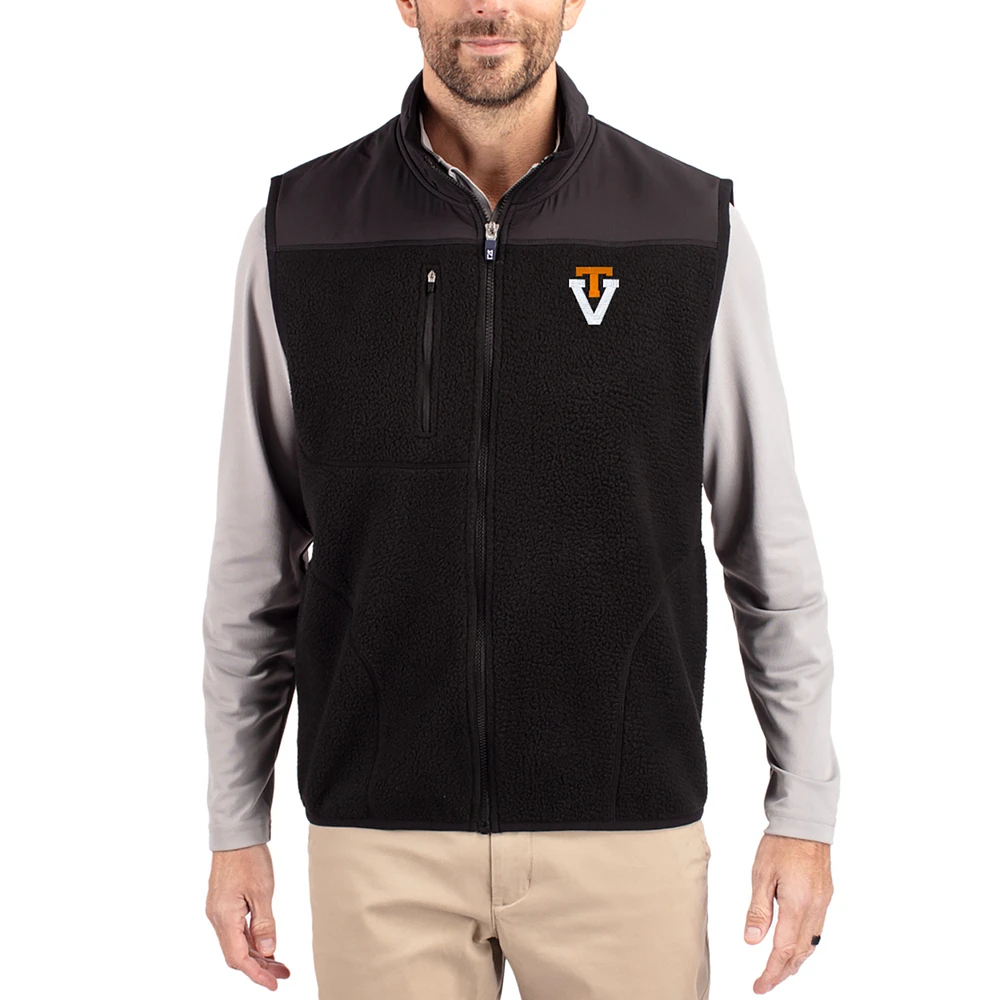 Men's Cutter & Buck Black Virginia Tech Hokies Cascade Eco Fleece Full-Zip Vest
