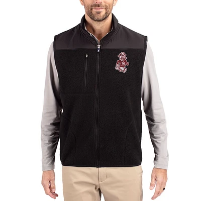 Men's Cutter & Buck Black Washington State Cougars Cascade Eco Fleece Full-Zip Vest