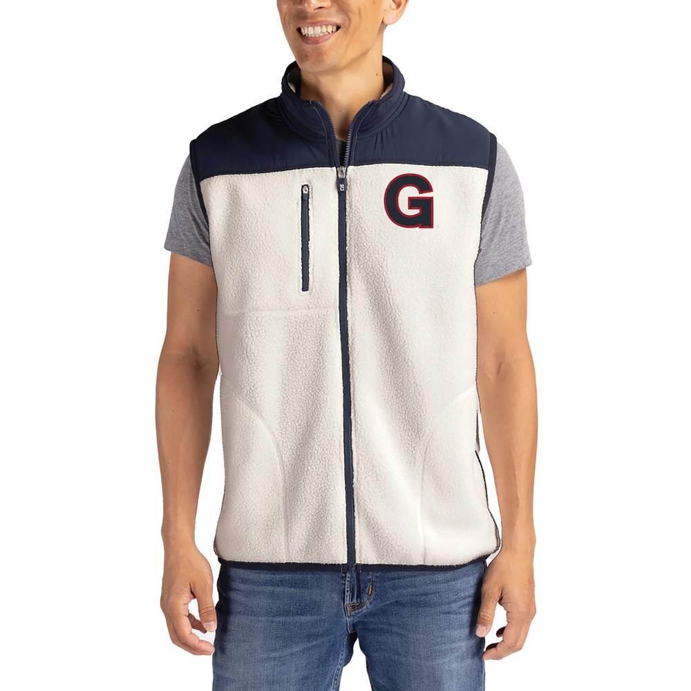 Men's Cutter & Buck Oatmeal Gonzaga Bulldogs Cascade Eco Fleece Full-Zip Vest