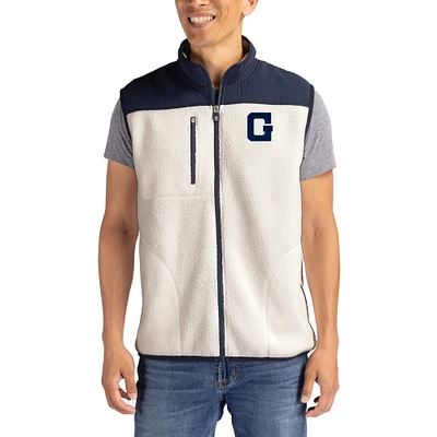 Men's Cutter & Buck Oatmeal Georgetown Hoyas Cascade Eco Fleece Full-Zip Vest