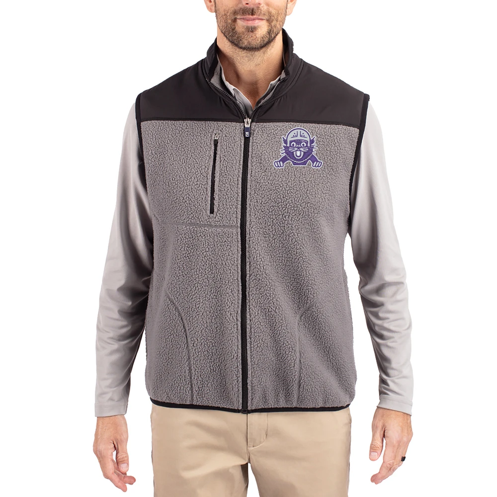 Men's Cutter & Buck Northwestern Wildcats Cascade Eco Fleece Full-Zip Vest