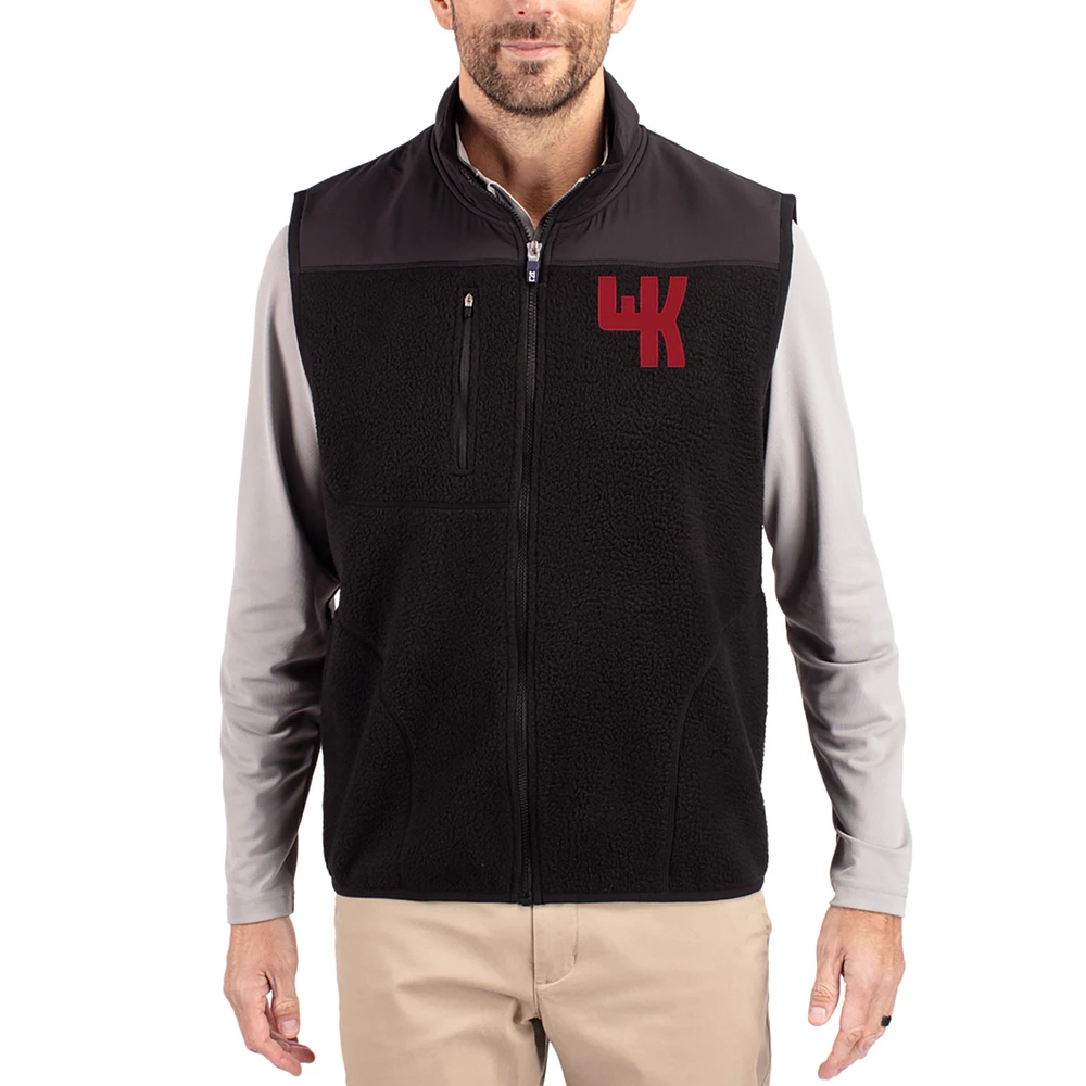 Men's Cutter & Buck Black Western Kentucky Hilltoppers Cascade Eco Fleece Full-Zip Vest