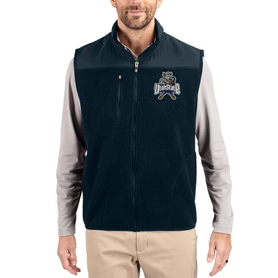 Men's Cutter & Buck Navy Utah State Aggies Cascade Eco Fleece Full-Zip Vest