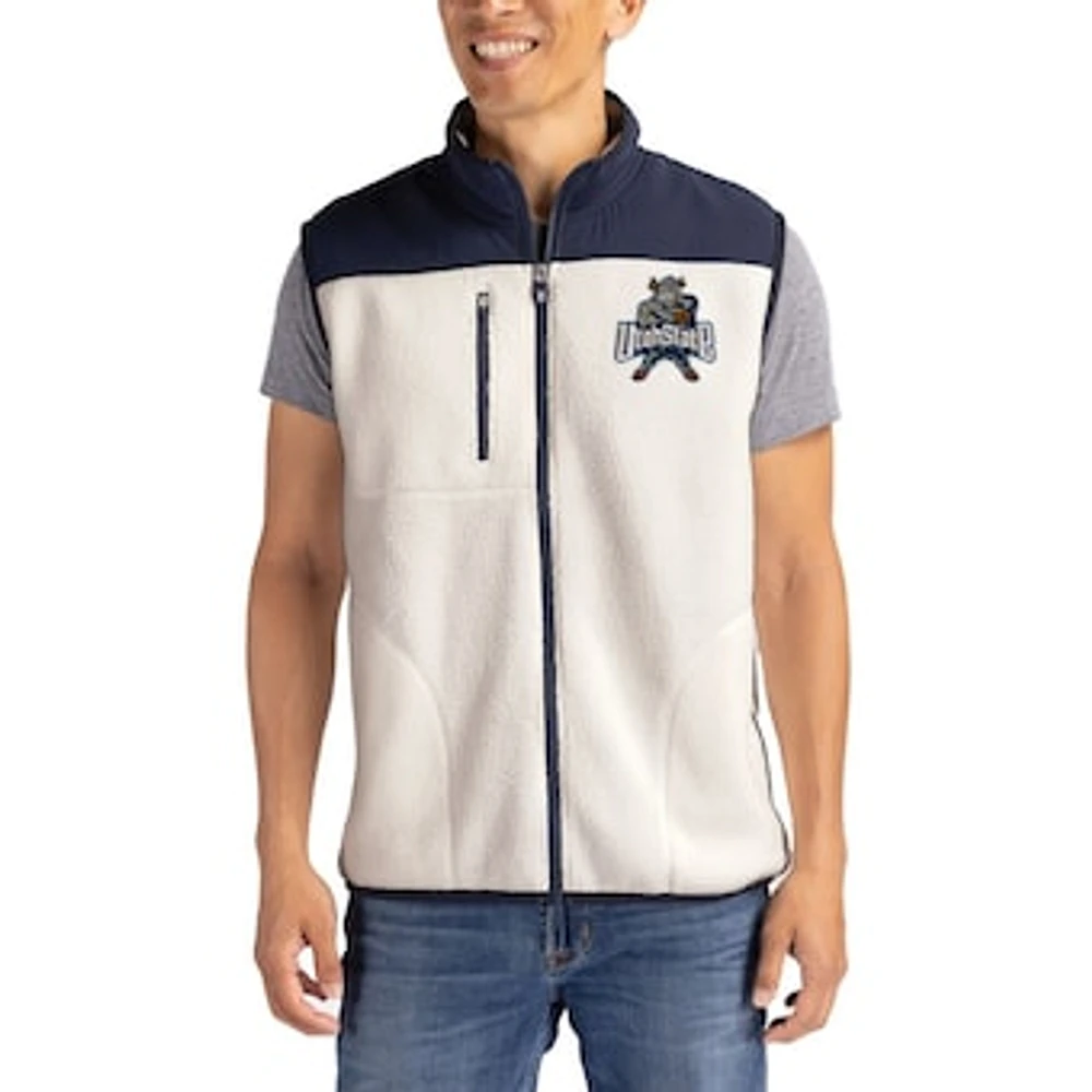 Men's Cutter & Buck Oatmeal Utah State Aggies Cascade Eco Fleece Full-Zip Vest