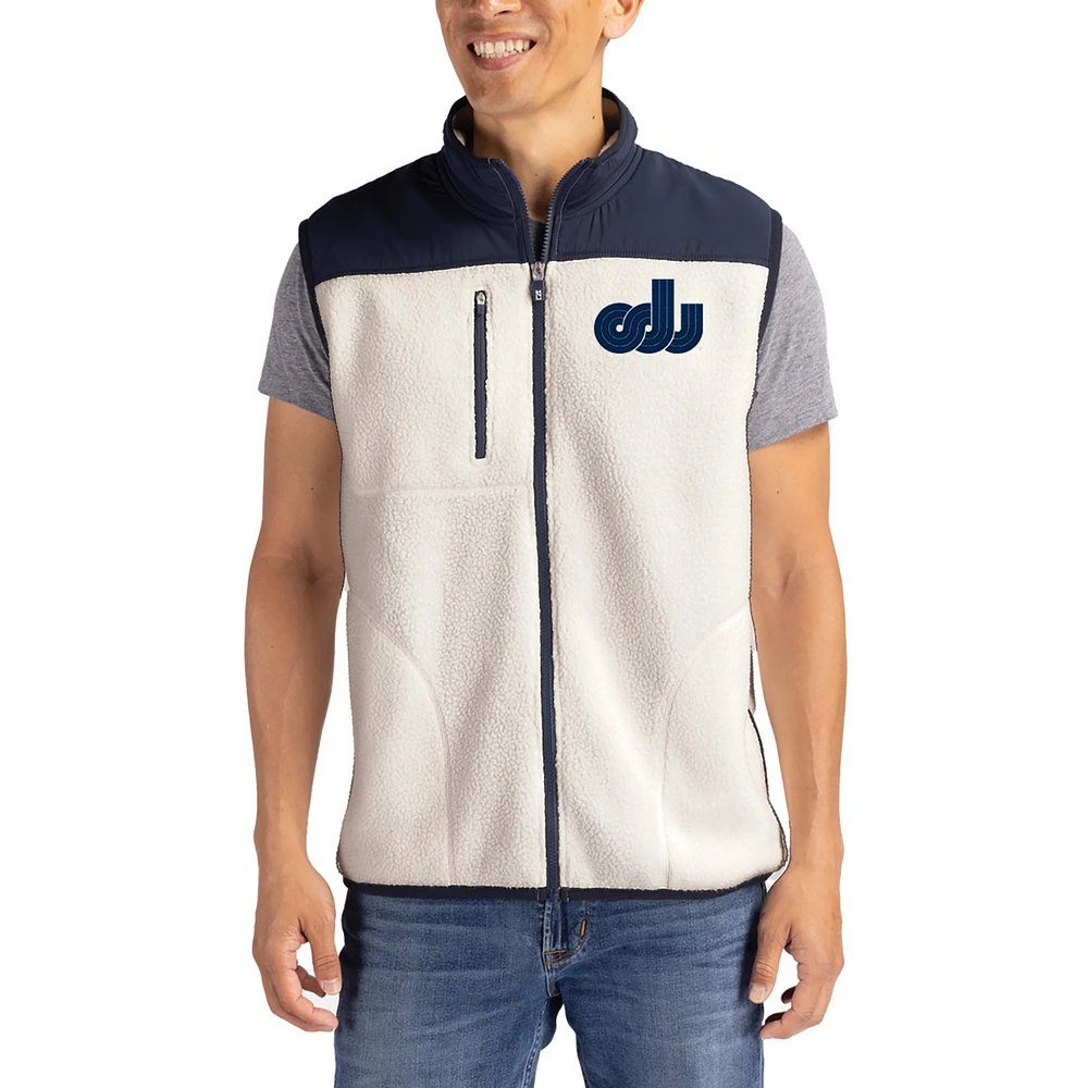 Men's Cutter & Buck Oatmeal Old Dominion Monarchs Cascade Eco Fleece Full-Zip Vest