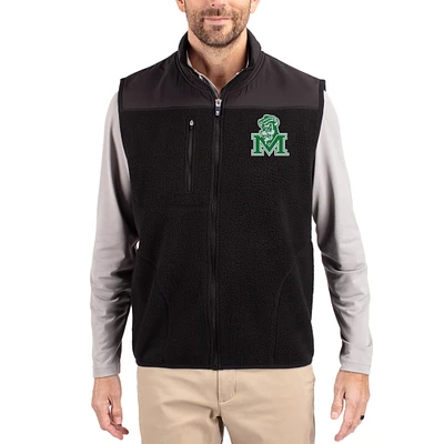 Men's Cutter & Buck Marshall Thundering Herd Cascade Eco Fleece Full-Zip Vest