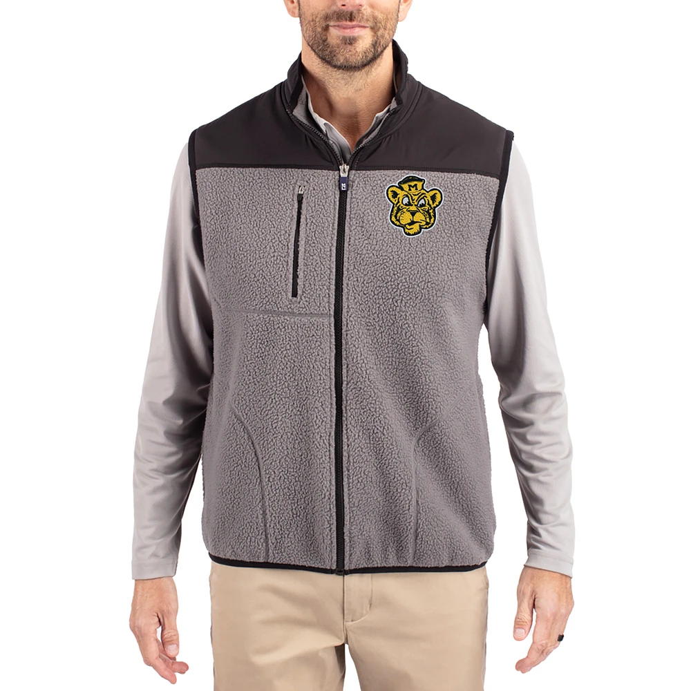 Men's Cutter & Buck Gray Missouri Tigers Cascade Eco Fleece Full-Zip Vest