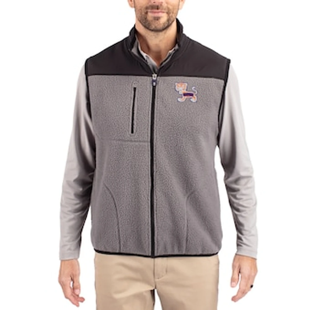 Men's Cutter & Buck Clemson Tigers Cascade Eco Fleece Full-Zip Vest