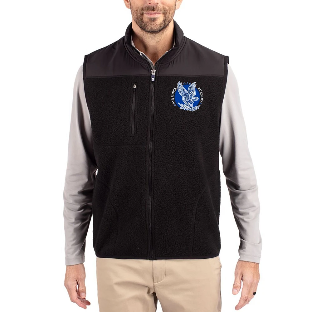 Men's Cutter & Buck Black Air Force Falcons Cascade Eco Fleece Full-Zip Vest