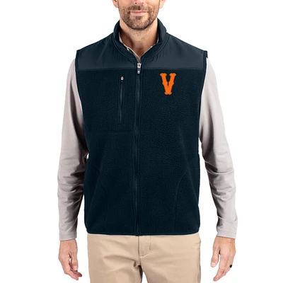 Men's Cutter & Buck Navy Virginia Cavaliers Cascade Eco Fleece Full-Zip Vest