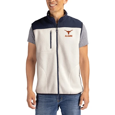 Men's Cutter & Buck Oatmeal Texas Longhorns Cascade Eco Fleece Full-Zip Vest