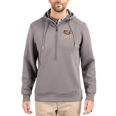 Men's Cutter & Buck Gray LSU Tigers Roam Eco Recycled Half-Zip Pullover Hoodie