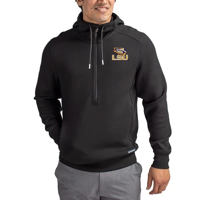 Men's Cutter & Buck Black LSU Tigers Roam Eco Recycled Half-Zip Pullover Hoodie