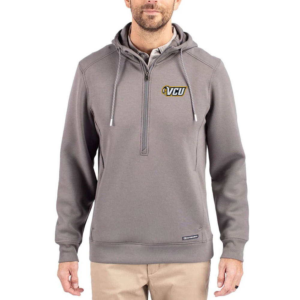 Men's Cutter & Buck Gray VCU Rams Roam Eco Recycled Half-Zip Pullover Hoodie