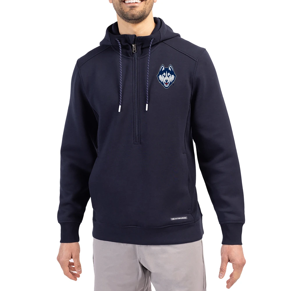 Men's Cutter & Buck Navy UConn Huskies Roam Eco Recycled Half-Zip Pullover Hoodie
