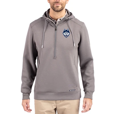 Men's Cutter & Buck Gray UConn Huskies Roam Eco Recycled Half-Zip Pullover Hoodie