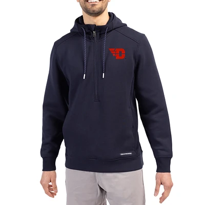 Men's Cutter & Buck Navy Dayton Flyers Roam Eco Recycled Half-Zip Pullover Hoodie