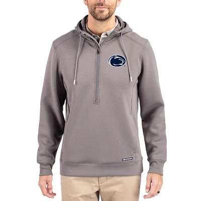 Men's Cutter & Buck Gray Penn State Nittany Lions Roam Eco Recycled Half-Zip Pullover Hoodie