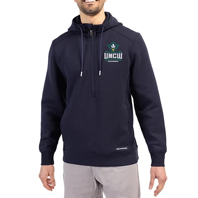 Men's Cutter & Buck Navy UNC Wilmington Seahawks Roam Eco Recycled Half-Zip Pullover Hoodie