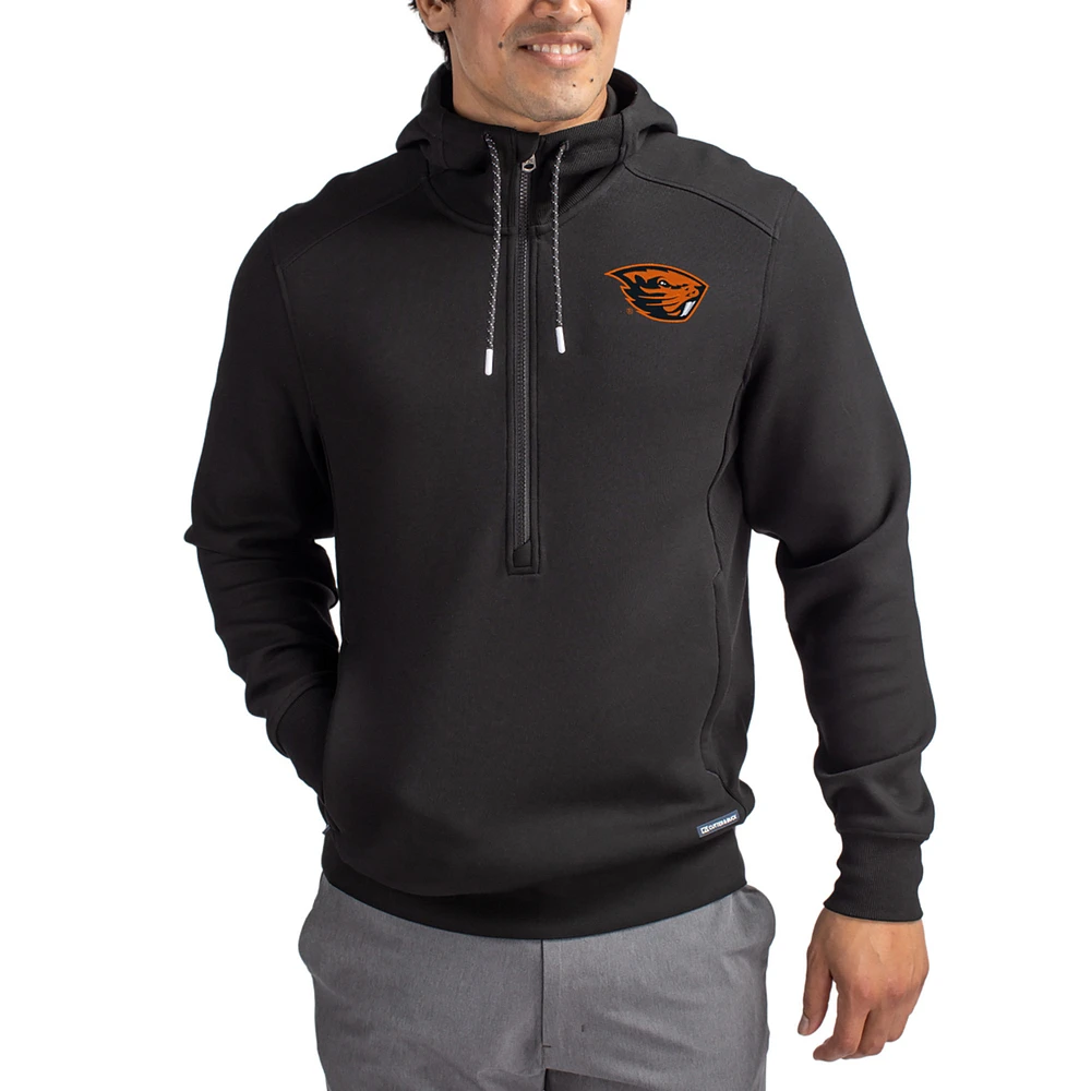 Men's Cutter & Buck Black Oregon State Beavers Roam Eco Recycled Half-Zip Pullover Hoodie