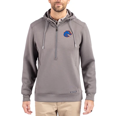 Men's Cutter & Buck Gray Boise State Broncos Roam Eco Recycled Half-Zip Pullover Hoodie