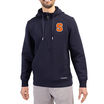 Men's Cutter & Buck Navy Syracuse Orange Roam Eco Recycled Half-Zip Pullover Hoodie