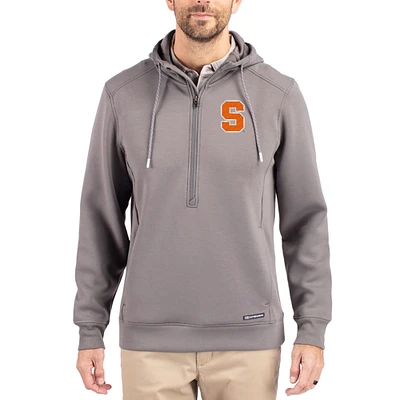 Men's Cutter & Buck Gray Syracuse Orange Roam Eco Recycled Half-Zip Pullover Hoodie