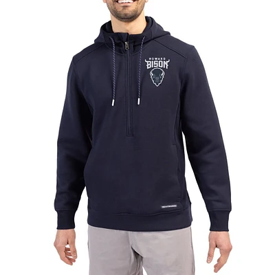 Men's Cutter & Buck Navy Howard Bison Roam Eco Recycled Half-Zip Pullover Hoodie