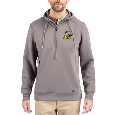 Men's Cutter & Buck Gray Oregon Ducks Roam Eco Recycled Half-Zip Pullover Hoodie