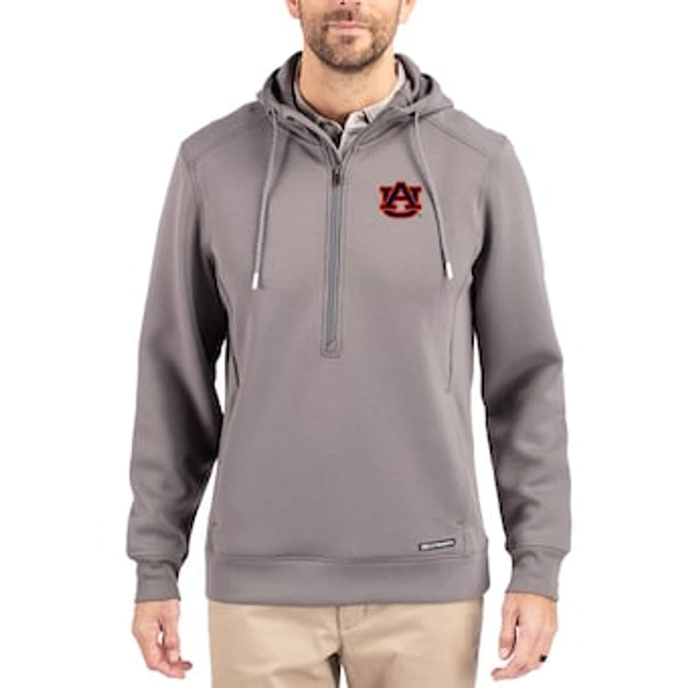 Men's Cutter & Buck Gray Auburn Tigers Roam Eco Recycled Half-Zip Pullover Hoodie