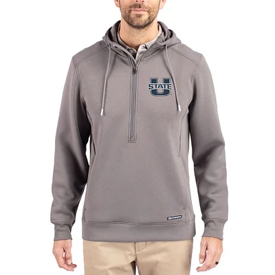 Men's Cutter & Buck Gray Utah State Aggies Roam Eco Recycled Half-Zip Pullover Hoodie
