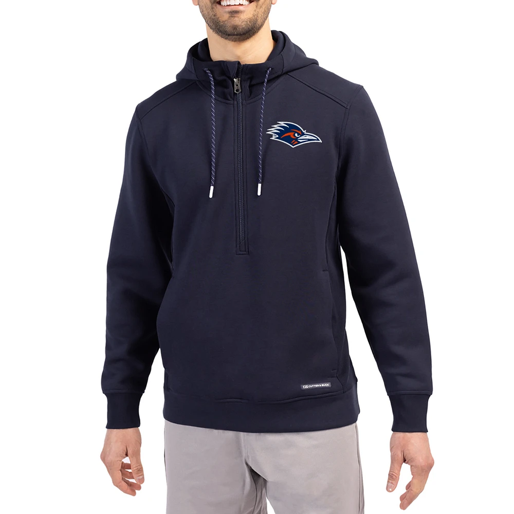 Men's Cutter & Buck Navy UTSA Roadrunners Roam Eco Recycled Half-Zip Pullover Hoodie