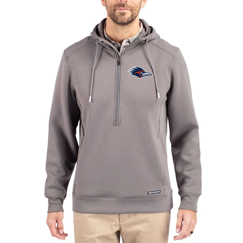 Men's Cutter & Buck Gray UTSA Roadrunners Roam Eco Recycled Half-Zip Pullover Hoodie