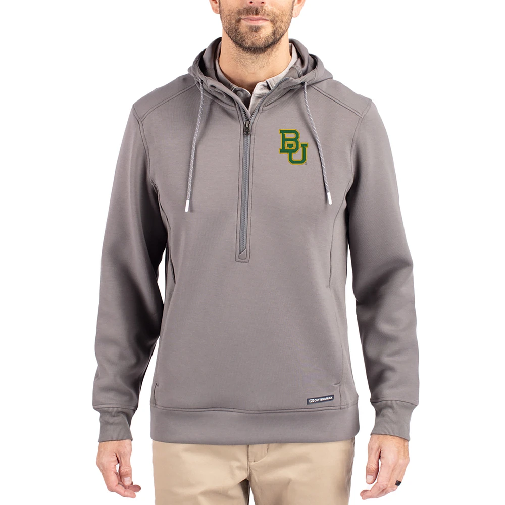 Men's Cutter & Buck Gray Baylor Bears Roam Eco Recycled Half-Zip Pullover Hoodie
