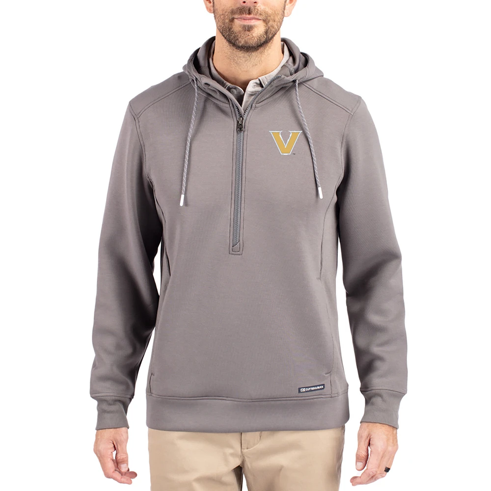 Men's Cutter & Buck Gray Vanderbilt Commodores Roam Eco Recycled Half-Zip Pullover Hoodie