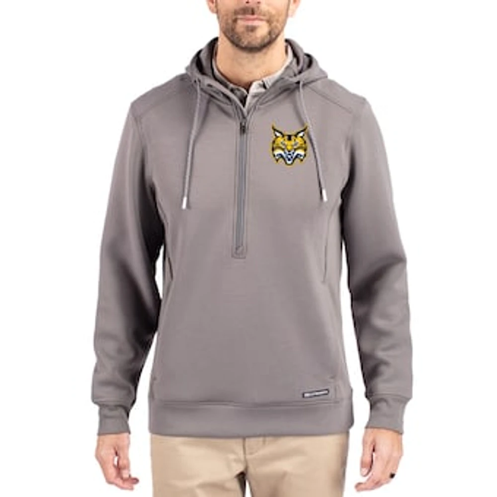Men's Cutter & Buck Gray Quinnipiac Bobcats Roam Eco Recycled Half-Zip Pullover Hoodie