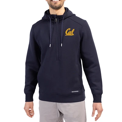 Men's Cutter & Buck Navy Cal Bears Roam Eco Recycled Half-Zip Pullover Hoodie
