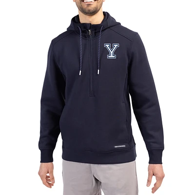 Men's Cutter & Buck Navy Yale Bulldogs Roam Eco Recycled Half-Zip Pullover Hoodie