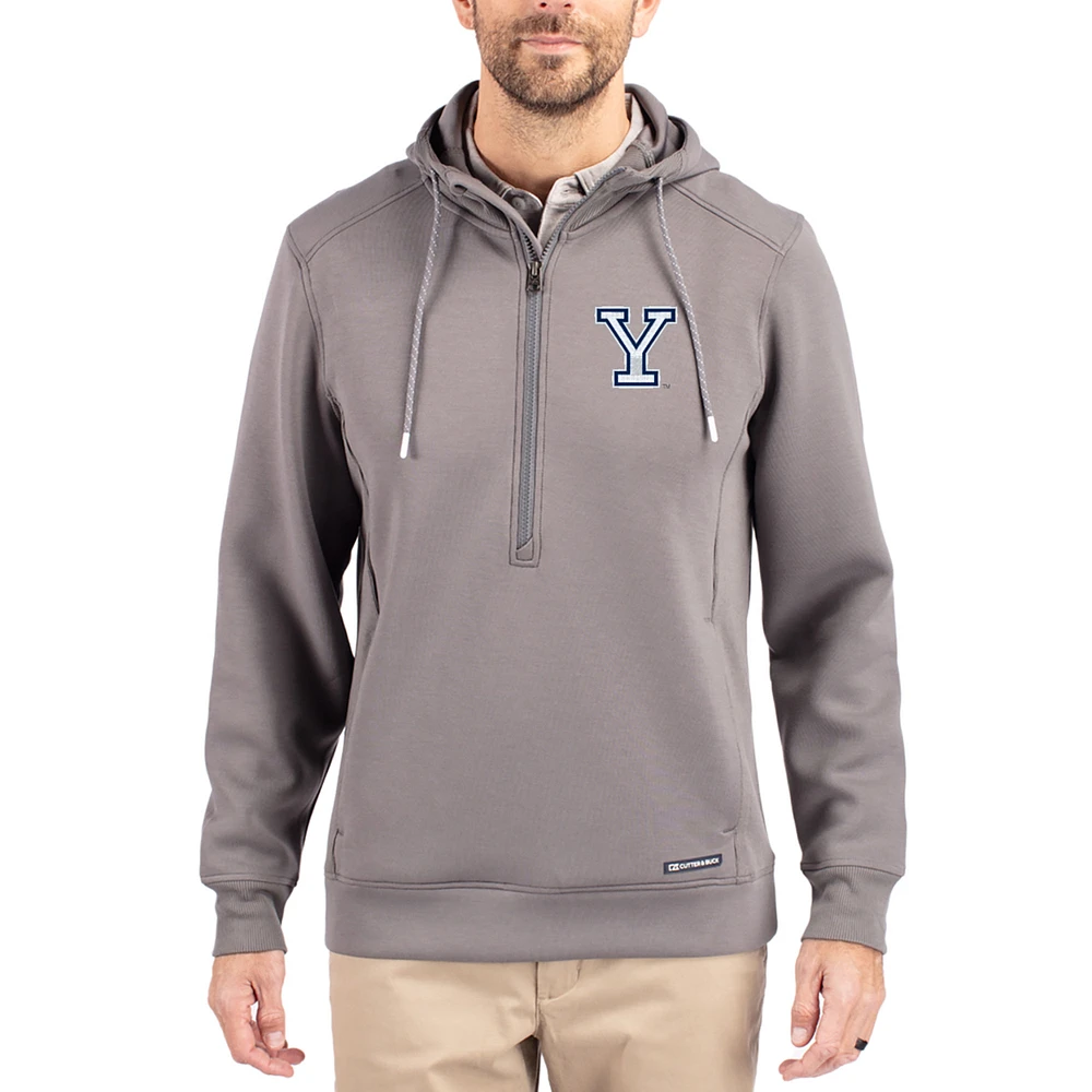 Men's Cutter & Buck Gray Yale Bulldogs Roam Eco Recycled Half-Zip Pullover Hoodie