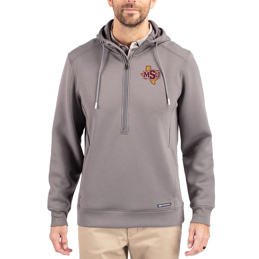 Men's Cutter & Buck Gray Midwestern State Mustangs Roam Eco Recycled Half-Zip Pullover Hoodie