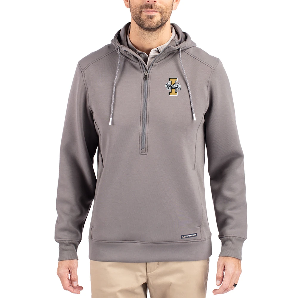 Men's Cutter & Buck Gray Idaho Vandals Roam Eco Recycled Half-Zip Pullover Hoodie