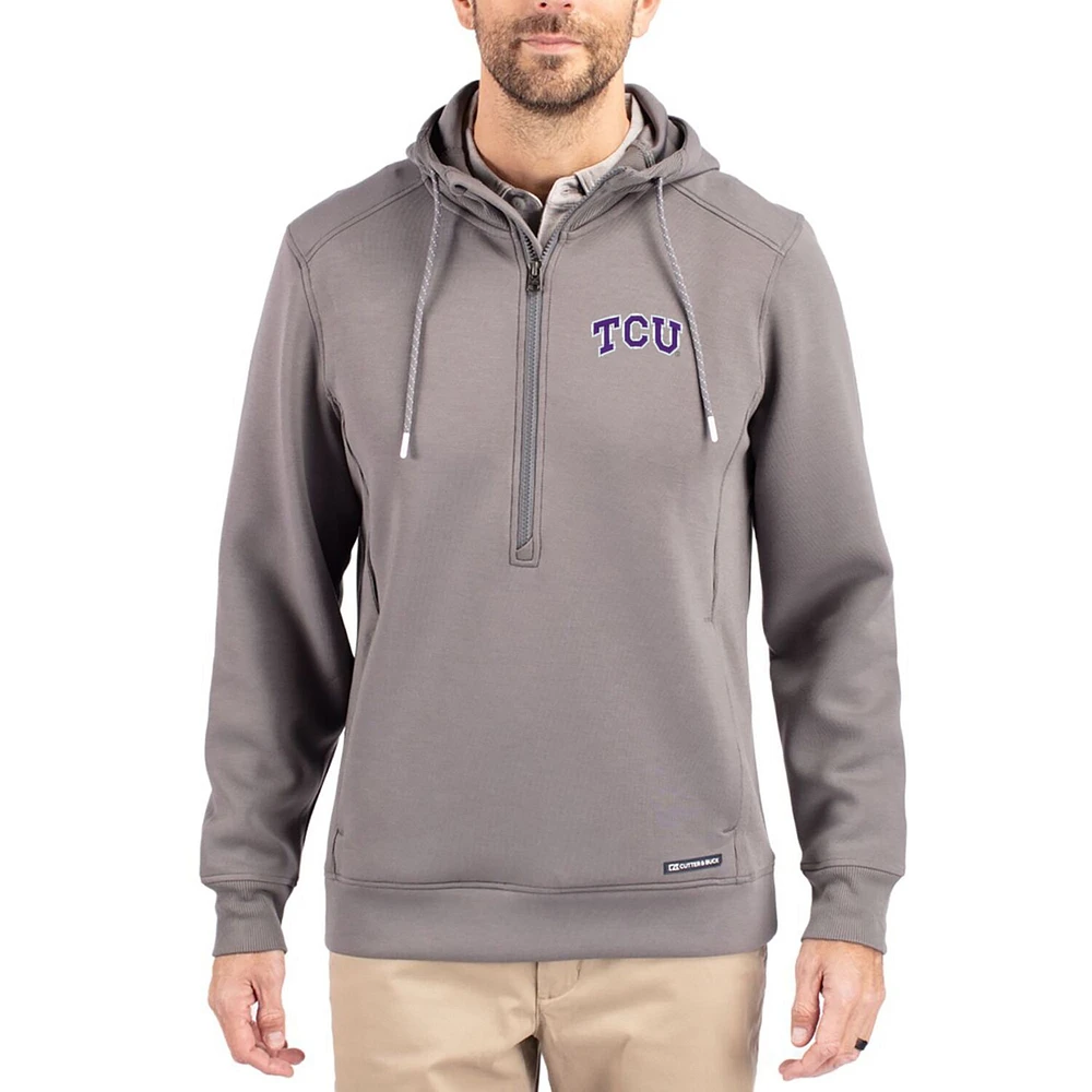 Men's Cutter & Buck TCU Horned Frogs Roam Eco Recycled Half-Zip Pullover Hoodie