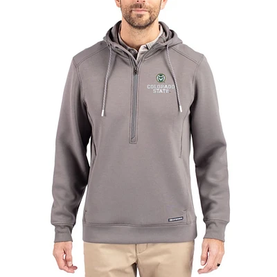 Men's Cutter & Buck Gray Colorado State Rams Roam Eco Recycled Half-Zip Pullover Hoodie
