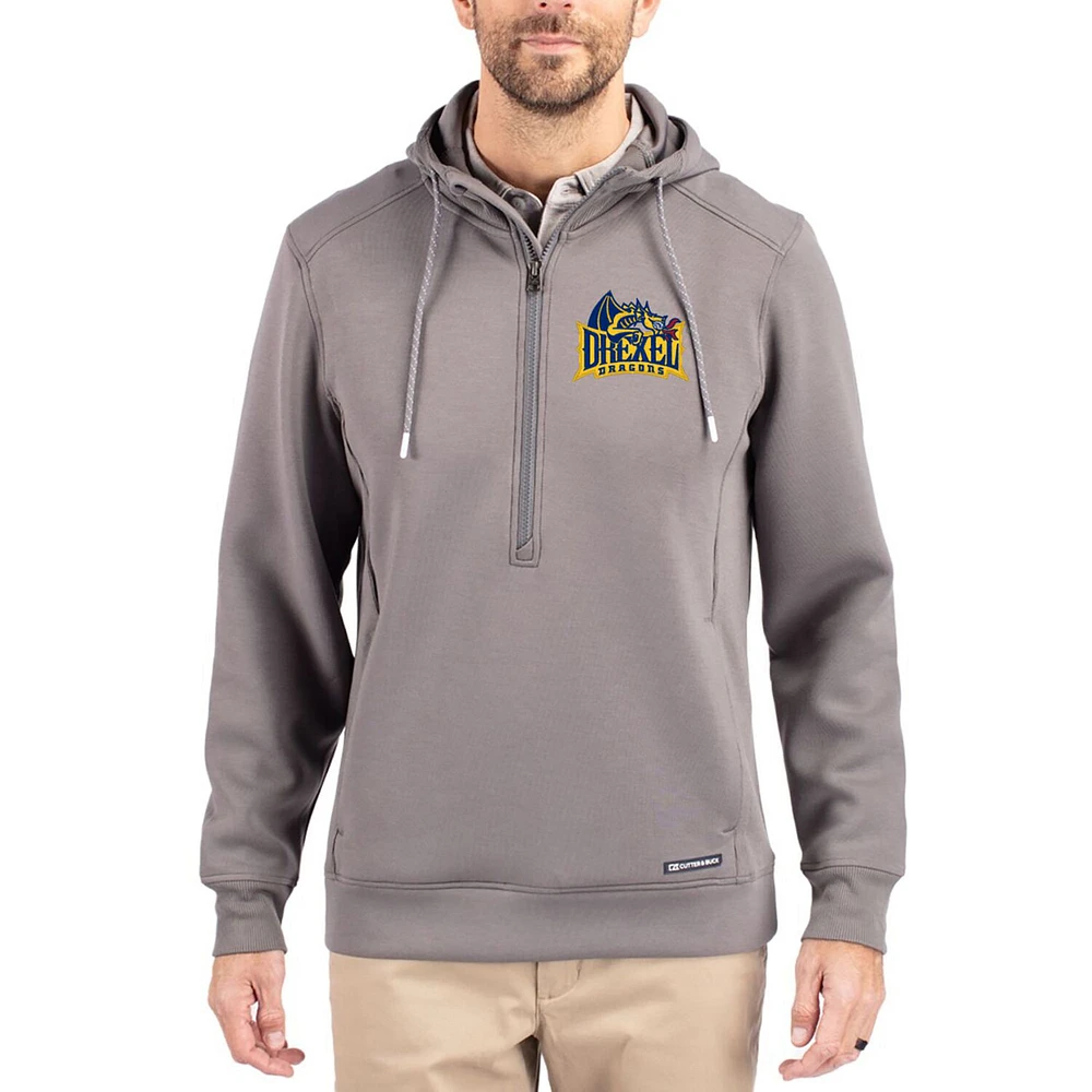 Men's Cutter & Buck Gray Drexel Dragons Roam Eco Recycled Half-Zip Pullover Hoodie