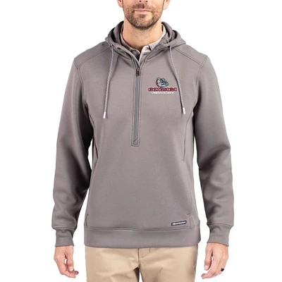 Men's Cutter & Buck Gray Gonzaga Bulldogs Roam Eco Recycled Half-Zip Pullover Hoodie