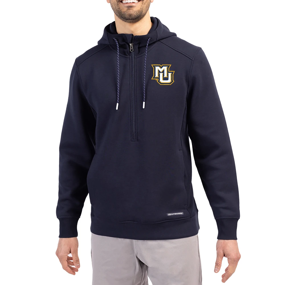 Men's Cutter & Buck Navy Marquette Golden Eagles Roam Eco Recycled Half-Zip Pullover Hoodie