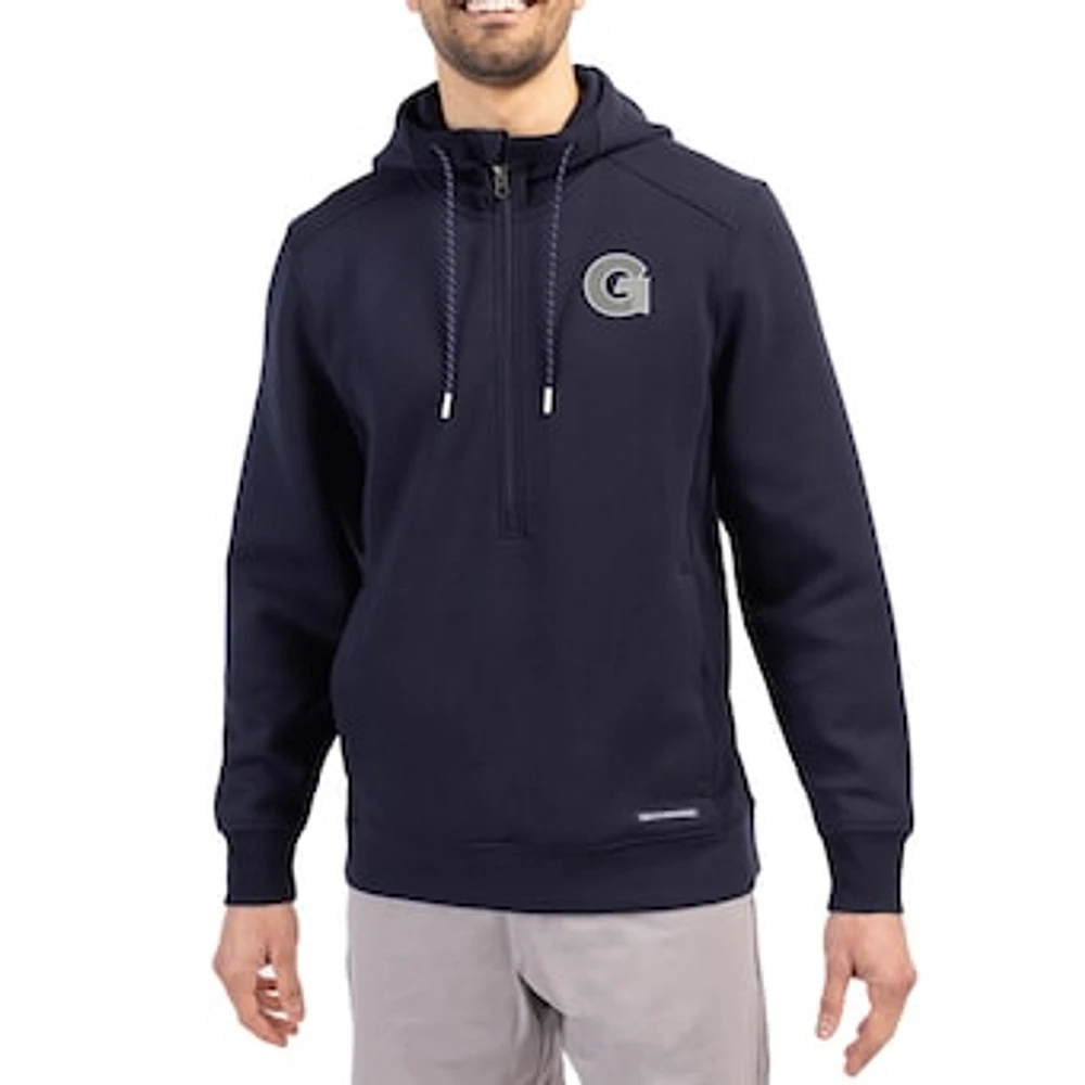 Men's Cutter & Buck Navy Georgetown Hoyas Roam Eco Recycled Half-Zip Pullover Hoodie