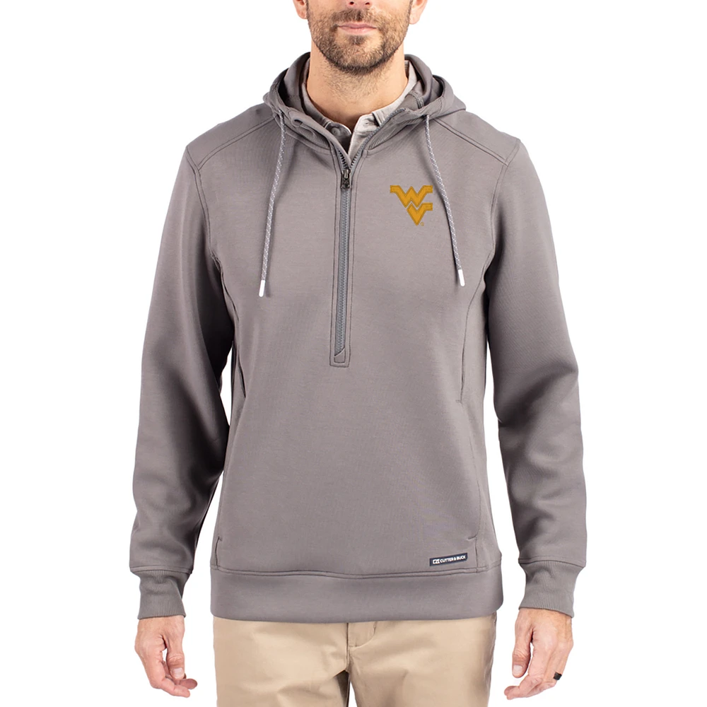 Men's Cutter & Buck West Virginia Mountaineers Roam Eco Recycled Half-Zip Pullover Hoodie